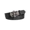 Hong Kong-style Denim Belt with Cross Carving & Rivets Niche Subculture Style Versatile Street Waistband for Casual Daily Outfit