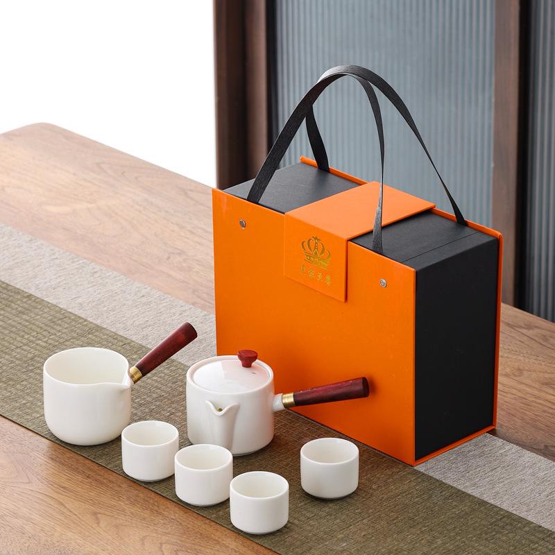 Ceramic Travel Kung Fu Tea Set with Portable Storage - Perfect for Business Event Gifts and Logo Customization