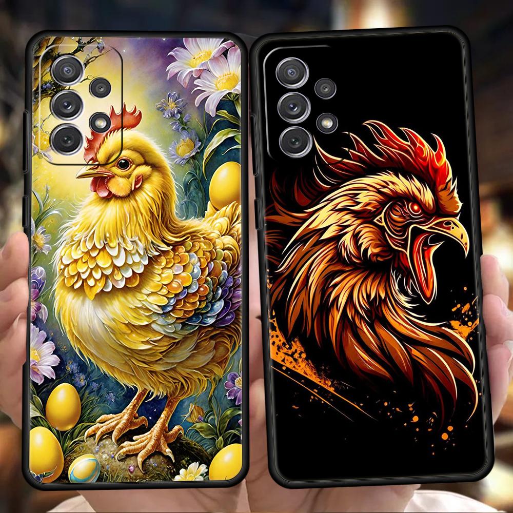 Phone Case for Samsung Galaxy A55 A53 A52 A52S A51 A41 A35 A32 A25 A23 A15 A13 A71 A72 5G Soft TPU Shell Cock Rooster Chicken