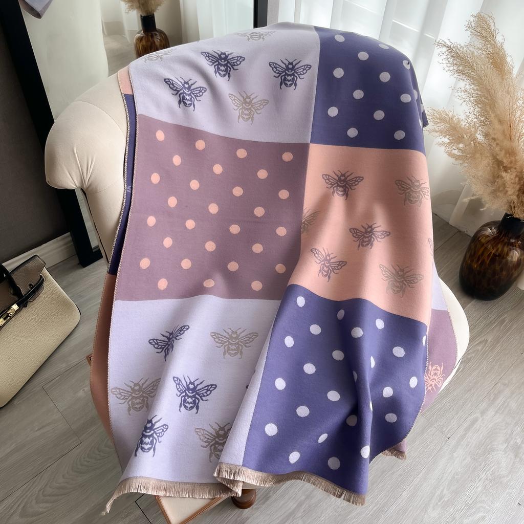 Fresh Floral Print Scarf Pashmina Cashmere Short Beard Soft Comfortable Wrap Shawl Autumn Winter Elegant Warm Scarf Shawl