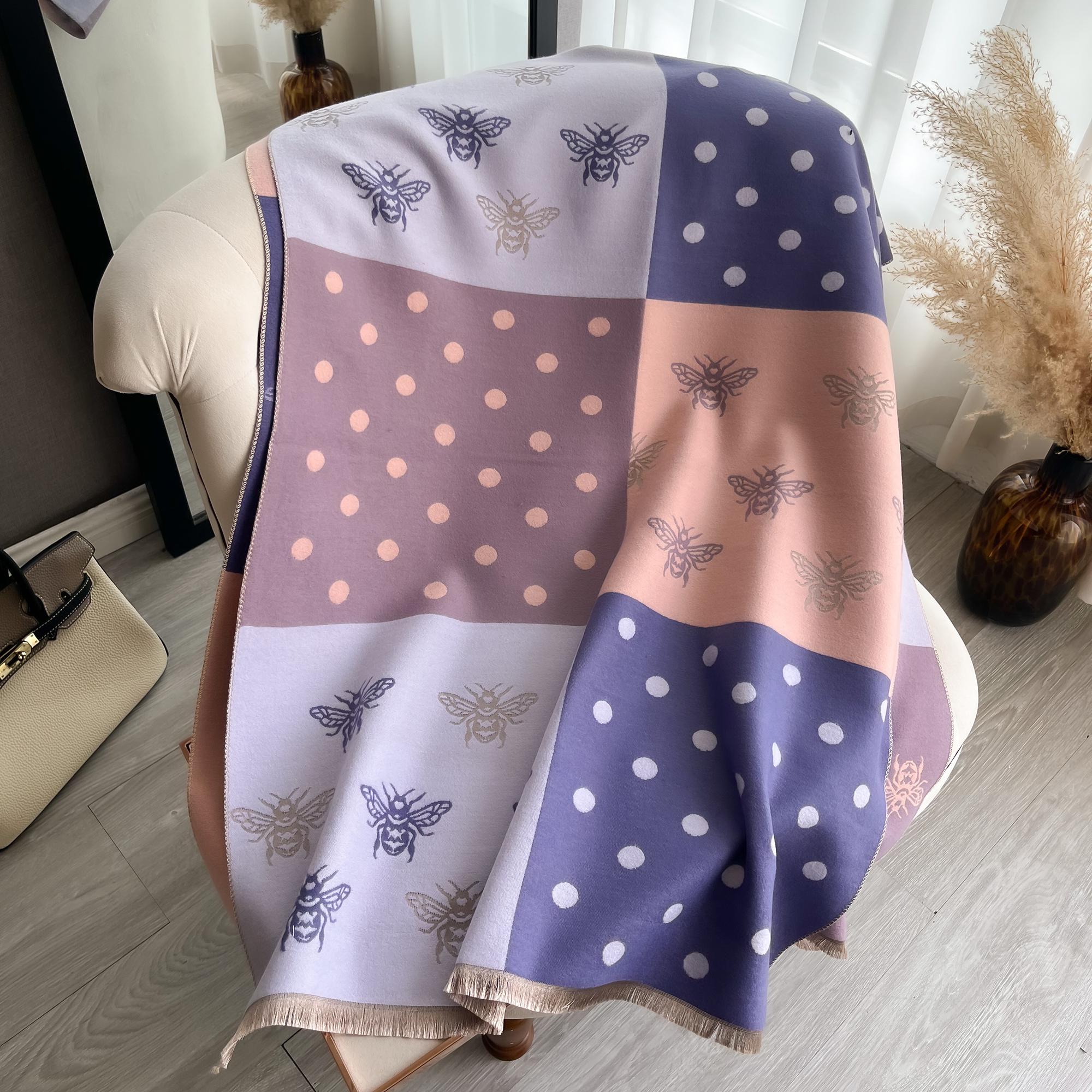 

Fresh Floral Print Scarf Pashmina Cashmere Short Beard Soft Comfortable Wrap Shawl Autumn Winter Elegant Warm Scarf Shawl