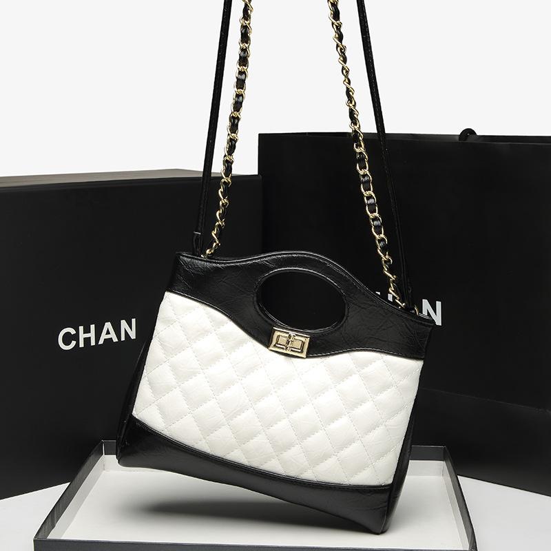 Stylová kostkovaná řetízková kabelka přes rameno Crossbody Taška do práce Vše v jednom Taška přes rameno Dámská taška