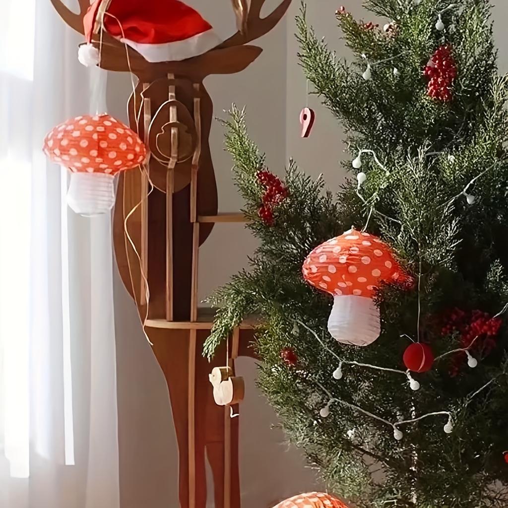 3pcs Creative 3D Mushroom Paper Lantern Birthday Party Decoration Props Decoration Supplies DIY Lantern