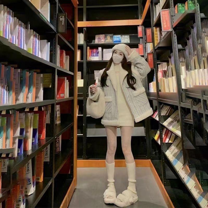 Winter  Fleece Lined Coat Women Oversized Thick Warm Two Sided Wear Padded Jacket