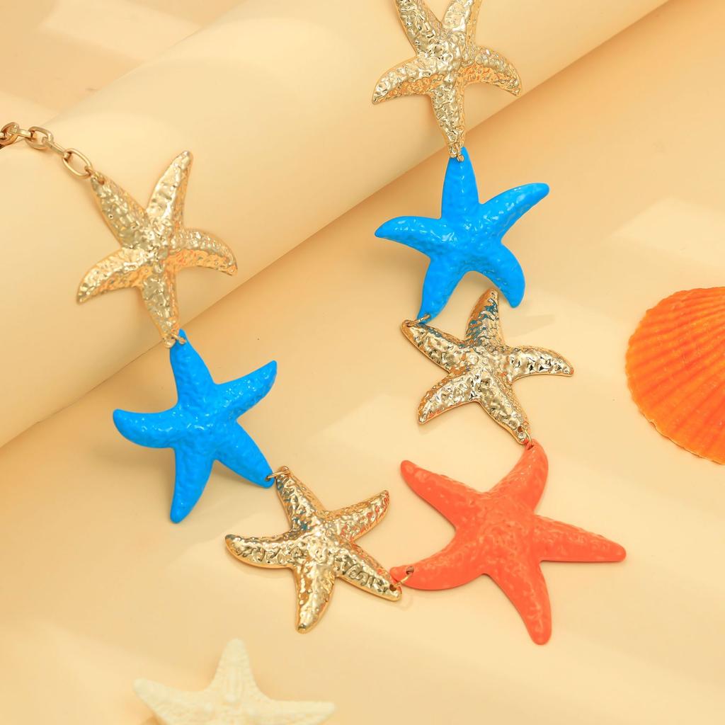 Fashion Trend Color Starfish Splicing Jewelry Women's Summer High Sense Necklace Women