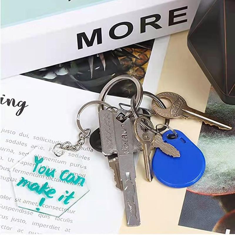 200Pcs Acrylic Clear Keychain Pendant Circle Heart Square Rectangle Hexagon Shape Keychain Blank for DIY Craft Project