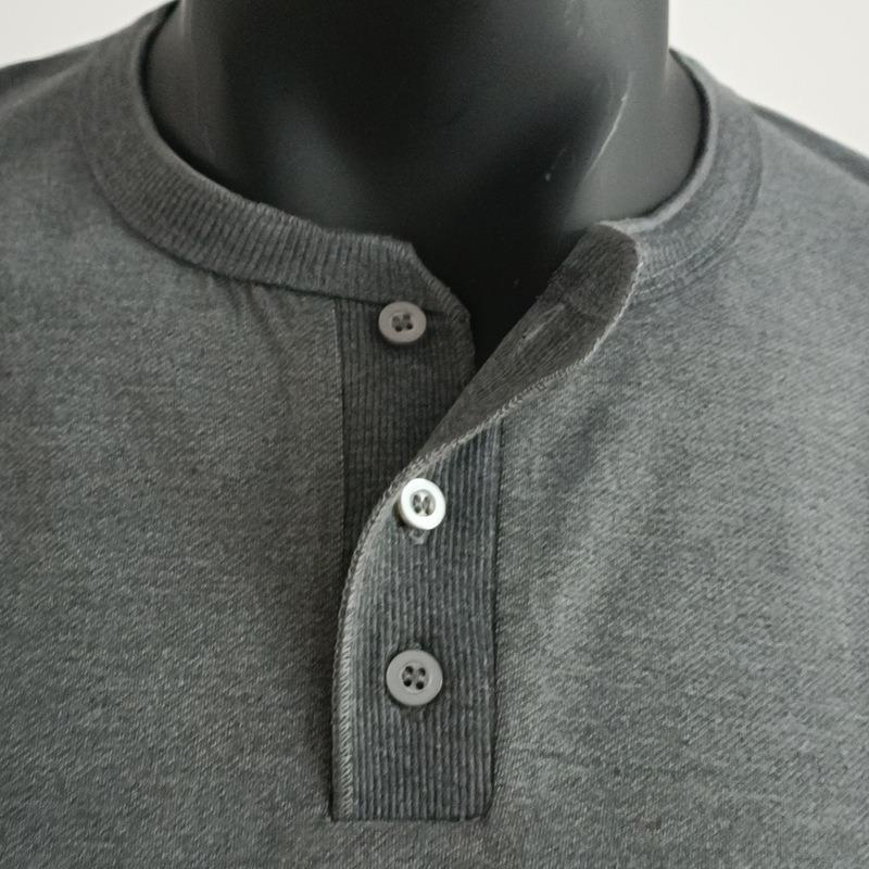 Mens Casual Long Sleeve Solid Henley Neck T Shirt