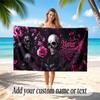 Skull Gothic Theme Beach Towel Personalized Custom Name & Text Soft Quick Dry Beach Towel for Swimming Travel