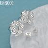 925 Sterling Silver Braided Pierced Earrings Fashion Wedding Jewelry