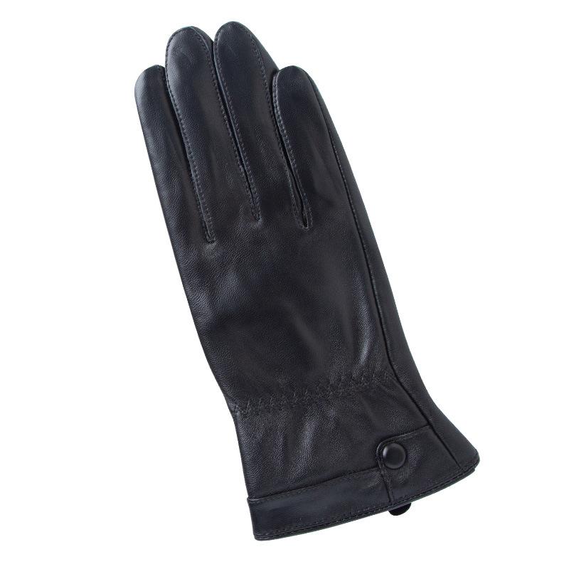 Herbst- und Wintermode Echte Lederhandschuhe aus Schafsleder für Damen mit Samt warm Nagelschnalle Korallensamt Touchscreen Outdoor Reiten Fahren