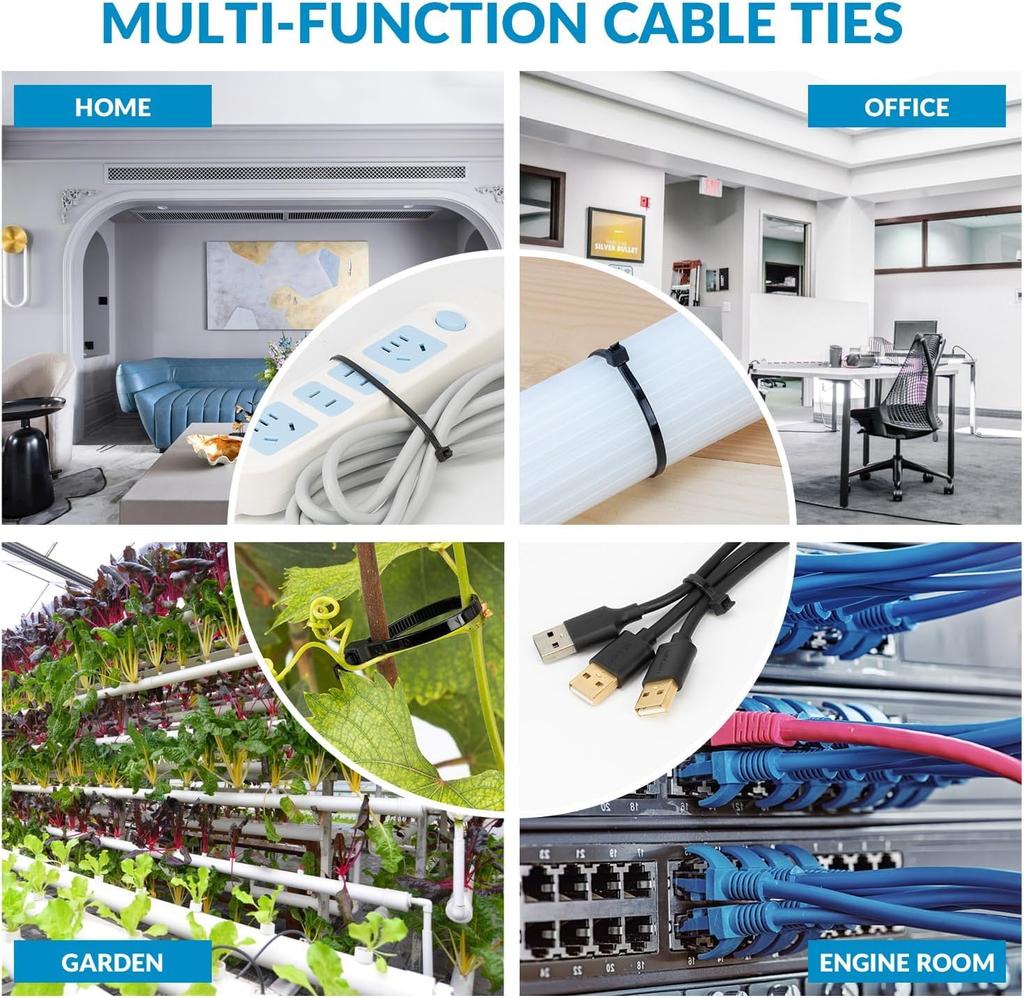 XINGO 1000pcs 2.5mm Wide x 150mm Long Cable Ties, Outdoor Wrap, Self-Locking Premium Plastic Cable Wire Ties for Indoor and Outdoor Use (Black)