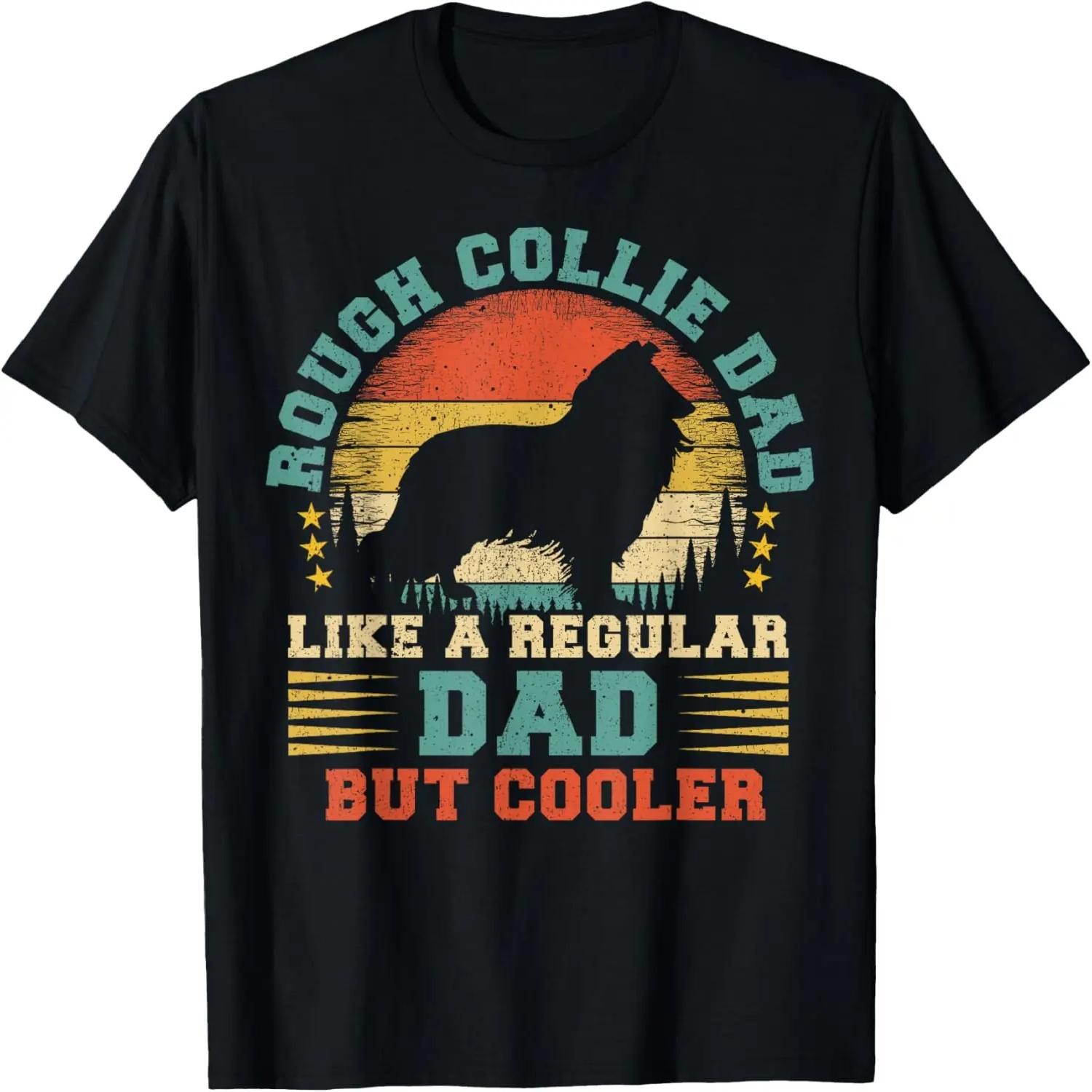 Retro Vintage Dog Funny Rough Collie Dad Father s Day T-Shirt S чёрный