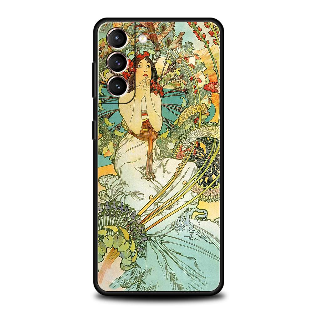 Phone Case for Samsung Galaxy S25/S24/S23/S22/S20/S21/FE/Ultra/S10/S10E/S9/Plus/5G Soft TPU Cover Art Poster ALPHONSE MUCHA Bags