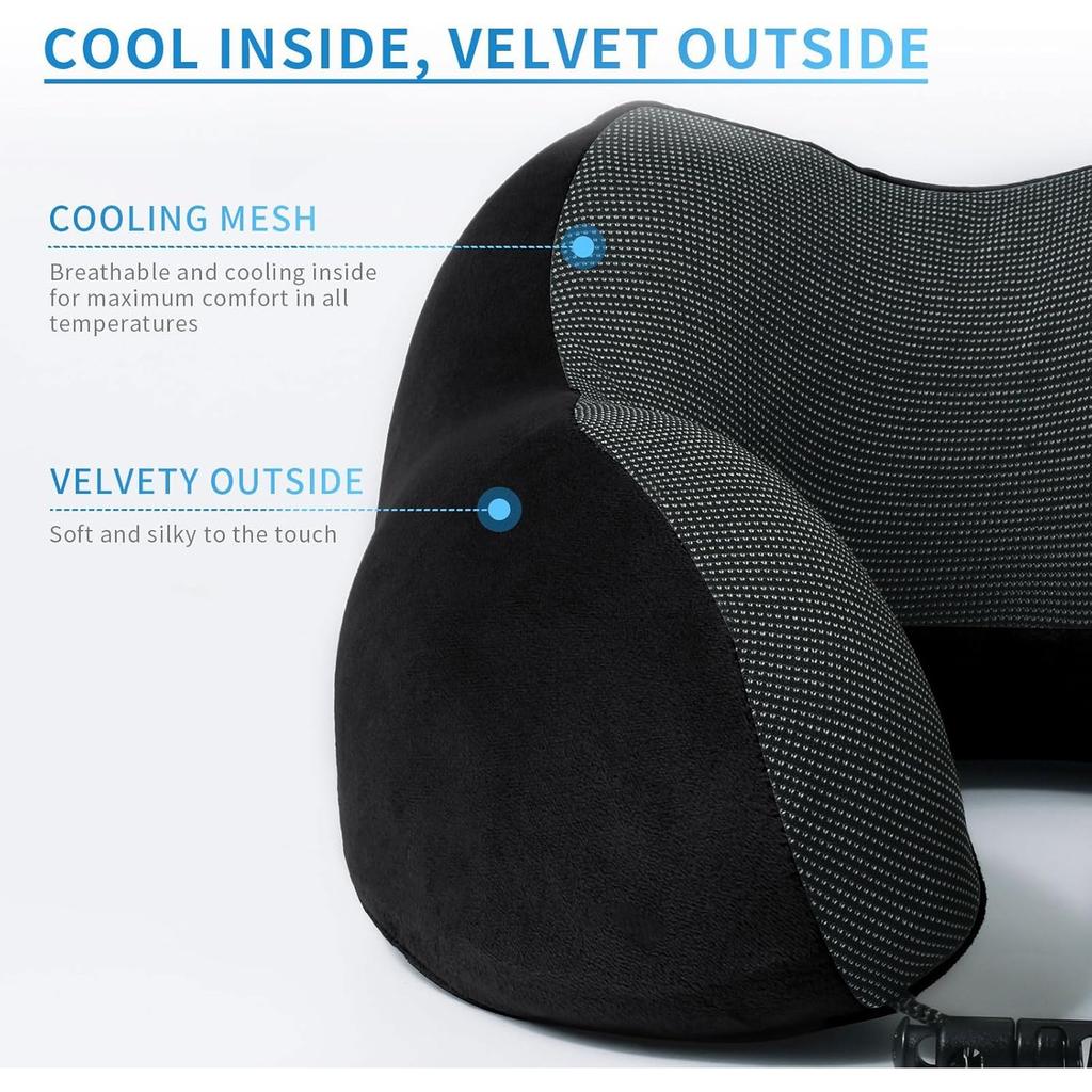 Poduszka podróżna Poduszka podróżna do samolotu Pianka z pamięcią, Poduszka podróżna Komfortowe wsparcie głowy, szyi, podbródka, Miękka aksamitna poduszka do samolotu