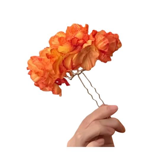 

Women Hair Stick Artificial Flower Decor Hairpin Buns Half-Combed Hairstyles Chinese Hairpin Headgear Hanfu Hair Accessories темно-оранжевого