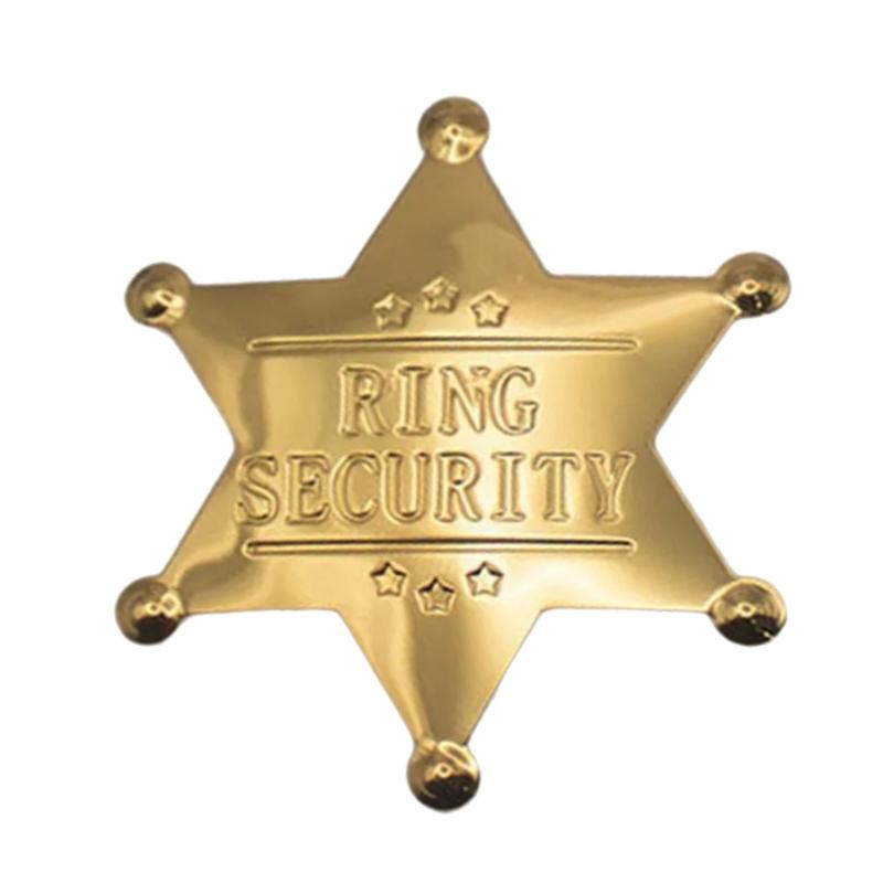 Hexagonal Star Badge Rings Security Badge Pin Decorations Rings Bearer Badge Gift Wedding Accessories for Boys