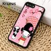Krajews Cute Japanese Kokeshi Doll Phone Case Cover For iPhone 17 Air 16 15 14 plus 11 12 13 pro max coque Shell Fundas