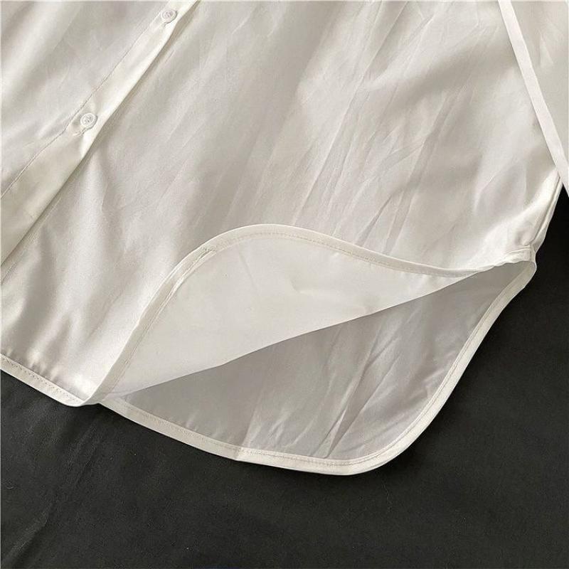 Femmes Vintage chemise mince décontracté à manches longues chemisier Cardigan manteau femme bouton tout-match chemise ample solide hauts