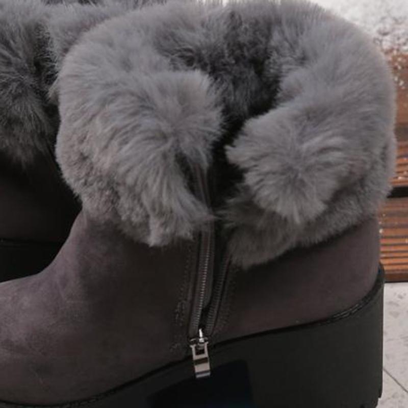 Fluffy Fur High Heel Ankle Boots with Platform Women 2025 Winter Thick Bottom Furry Snow Boots Warm Short Plush Woman's Shoes