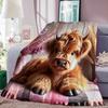 Flannel Throw Blanket Highland Mini Cow HD Digital Print,suitable for sofas,beds,offices,travel,camping chairs,warm blanket Gift