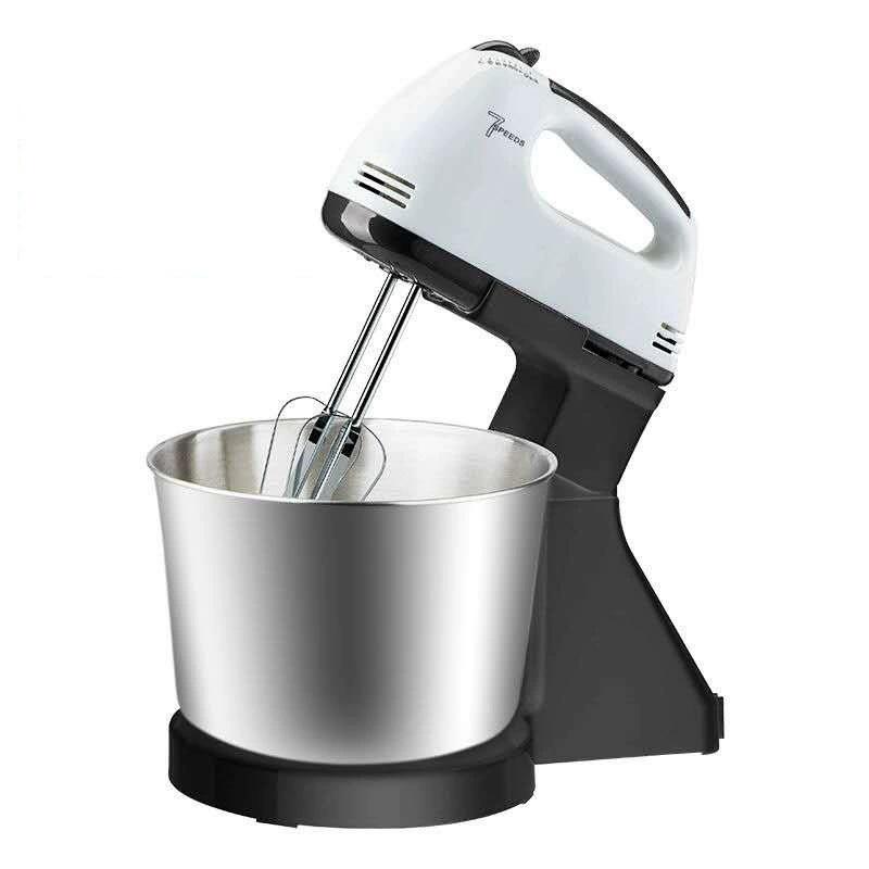 Electric Desktop Egg Beater and Small Dough Mixer with Stainless Steel Whisk
