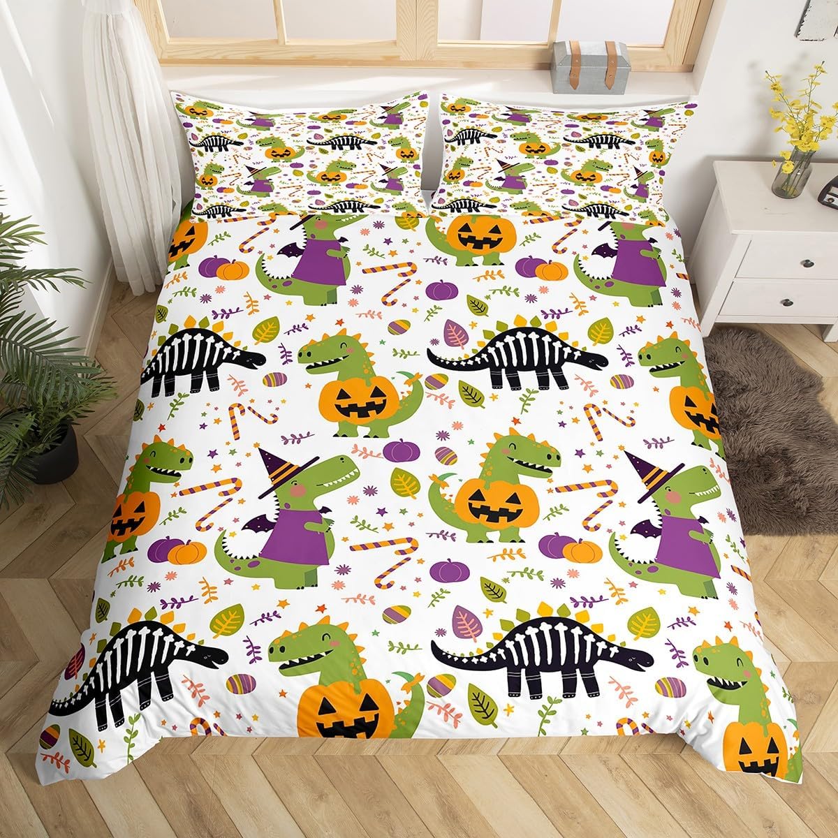 

Comforter Happy Halloween Full Pumpkin Lantern Bedding Settrick Or Treat Gothic Night Comforter Horror Theme Room Decor Comforter (quilt)-EU Single(135*200cm)3pcs