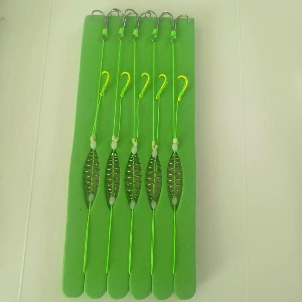 Spring Hand Rod Carp & Bighead Carp Fishing Rig with Luminous Anchor Triple Hook and PE Line for Night Fishing