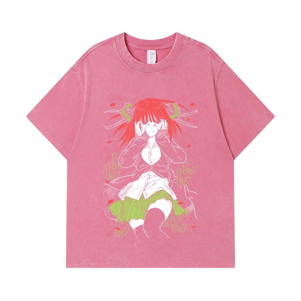 275 GSM Washed T-shirts 100% Cotton The Quintessential Quintuplets V1 Nino Print Unisex Heavy Cotton T Shirt