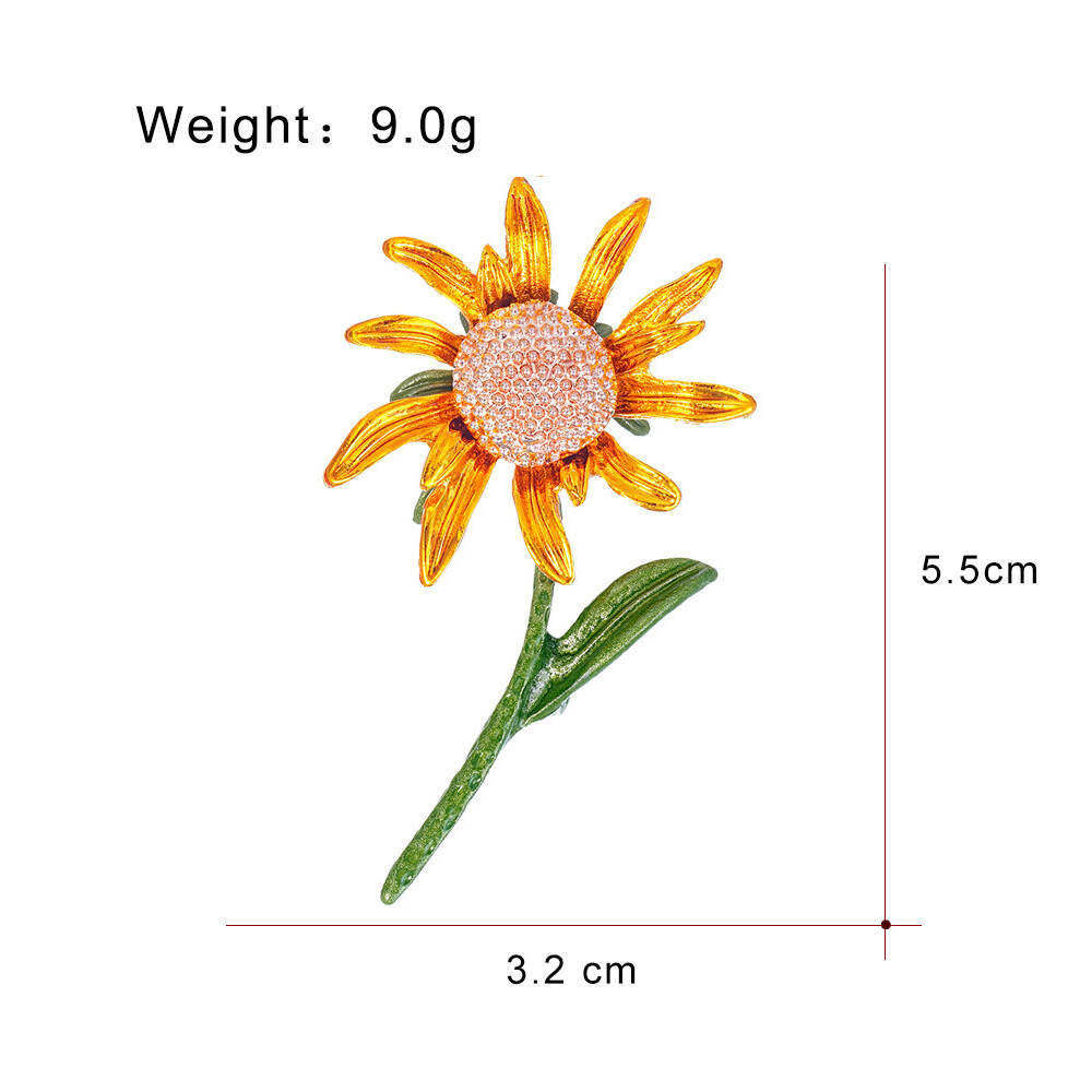 Fashion Elegant Retro Sunflower Brooch Simple Flower Lapel Pin Suit Accessory Gift for Women