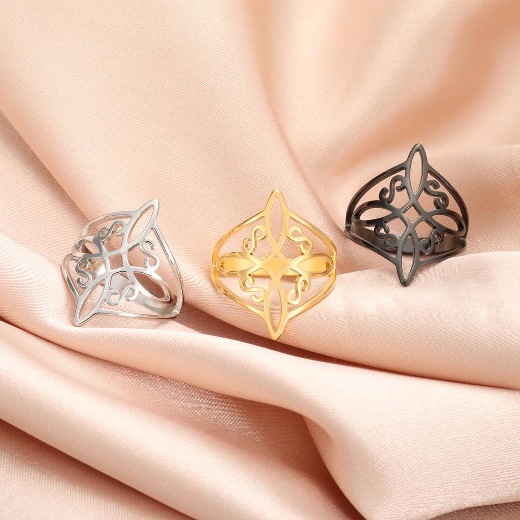 Cazador Stainless Steel Witch Knot Rings for Women Wiccan Celtics Knot Witchcraft Jewelry Amulet Protection Finger Rings Gift