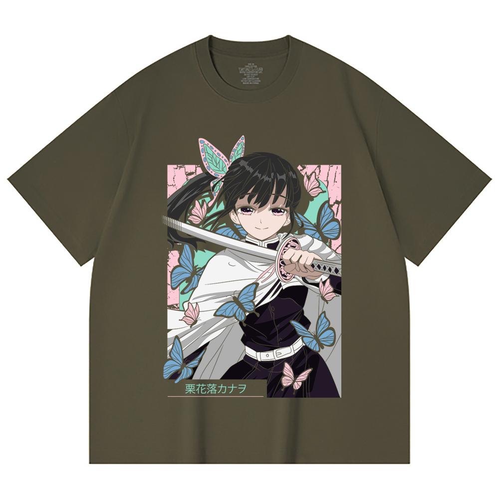 230 Gsm 100% Cotton Demon Slayer V98 Kanao Print Unisex Heavy Cotton T Shirt