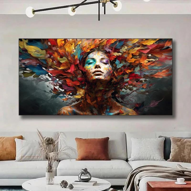 Blue White Flower Boho Large Size Long Poster Wall Art Canvas Modern Painting Print Picture Living Room Home Interior Decor