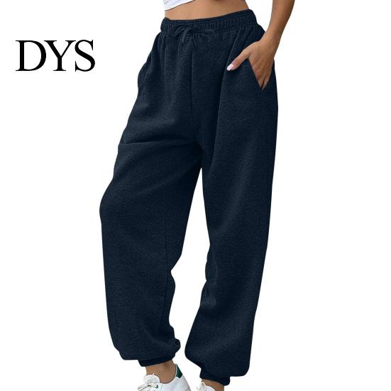 Women Commuting Pants Sweatpants Elastic High Waist Adjustable Drawstring Harem with Pockets Solid Color Loose Lounge Lambskin Fabric Casual