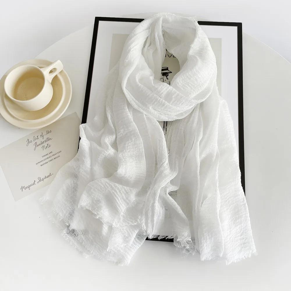 Blue Scarf Elegant Woman Chiffon Shawl Cotton Scarf Women Red Burgundy Scarf Scarves for Ladies XWJ09