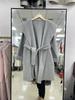 Autumn and winter new belt high-end coat medium and long wool woolen coat double-sided