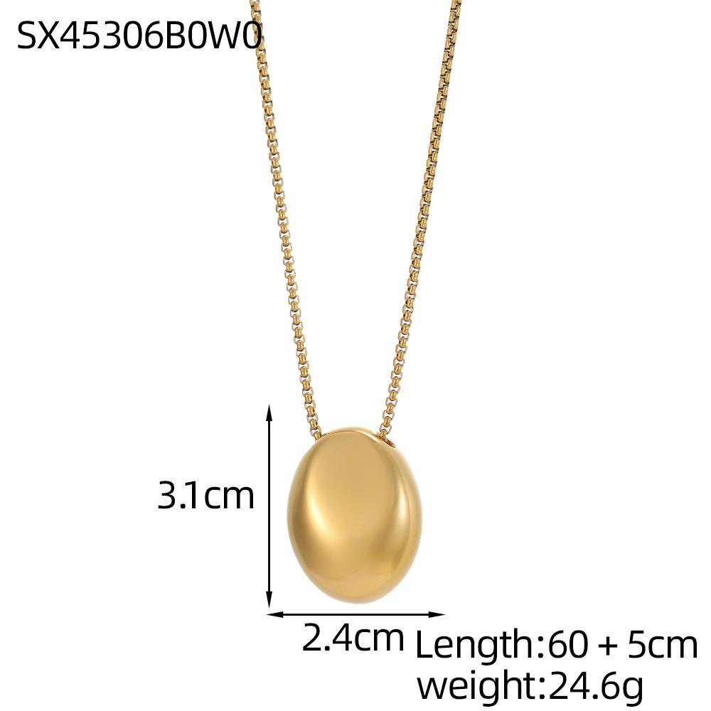 

CARLIDANA Non Tarnish Simple Geometric Gold Plated Stainless Steel Chunky Long Vortex Oval Square Pendant Necklace for Women