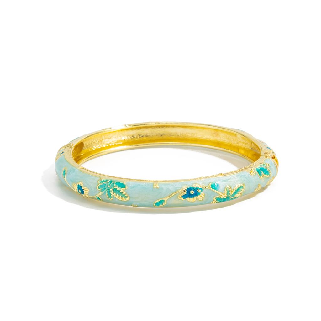 Pastoraler Stil Öltropfenblume Feder Armreif, Ins Ozeanstern Glänzender Handschmuck Für Frauen