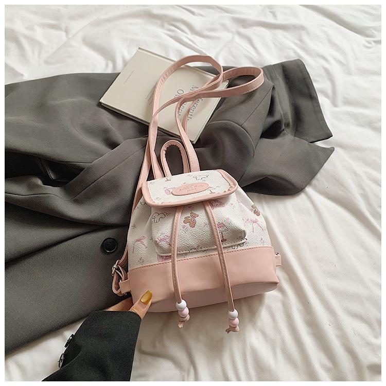 

2025 summer new floral high-value casual backpack niche high-value daily commuter portable backpack розовый