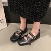 Fashion design belt buckle 2025 spring and summer Mary Jane shoes women's head versatile cross belt low thick heel single shoes