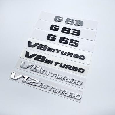 2017 Flat Letters G63 G65 V8 Biturbo V12 Biturbo Emblem for Mercedes Benz AMG W463 Car Side Fender Trunk Nameplate  Sticker