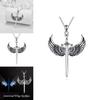 Punk Cross Wings Pendant Necklace With Geometric Alloy Chain For Men And Women