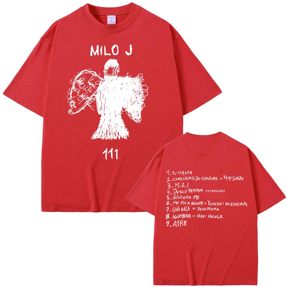 Rapper Milo J 111 Album Double Sided Print T Shirt Men Hip Hop Fashion Tshirt Male Rap Oversized T-shirt Men's Cotton T-shirts