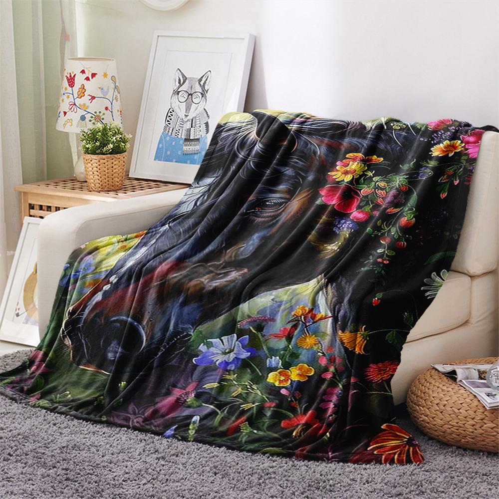 1Pc Cartoon Print Flannel Blanket, High Quality Comfortable for All Seasons, Home Decor, Warmth and Comfort, Perfect for Christmas Birthday Gift