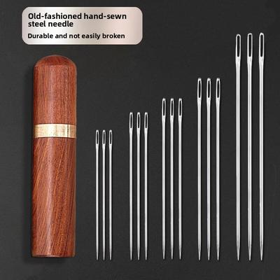 Ebenholz-Röhre Großes Loch Spitze Nähnadel für Handnähen, Handgefertigte Stickerei für Quilts, Stahlnadel
