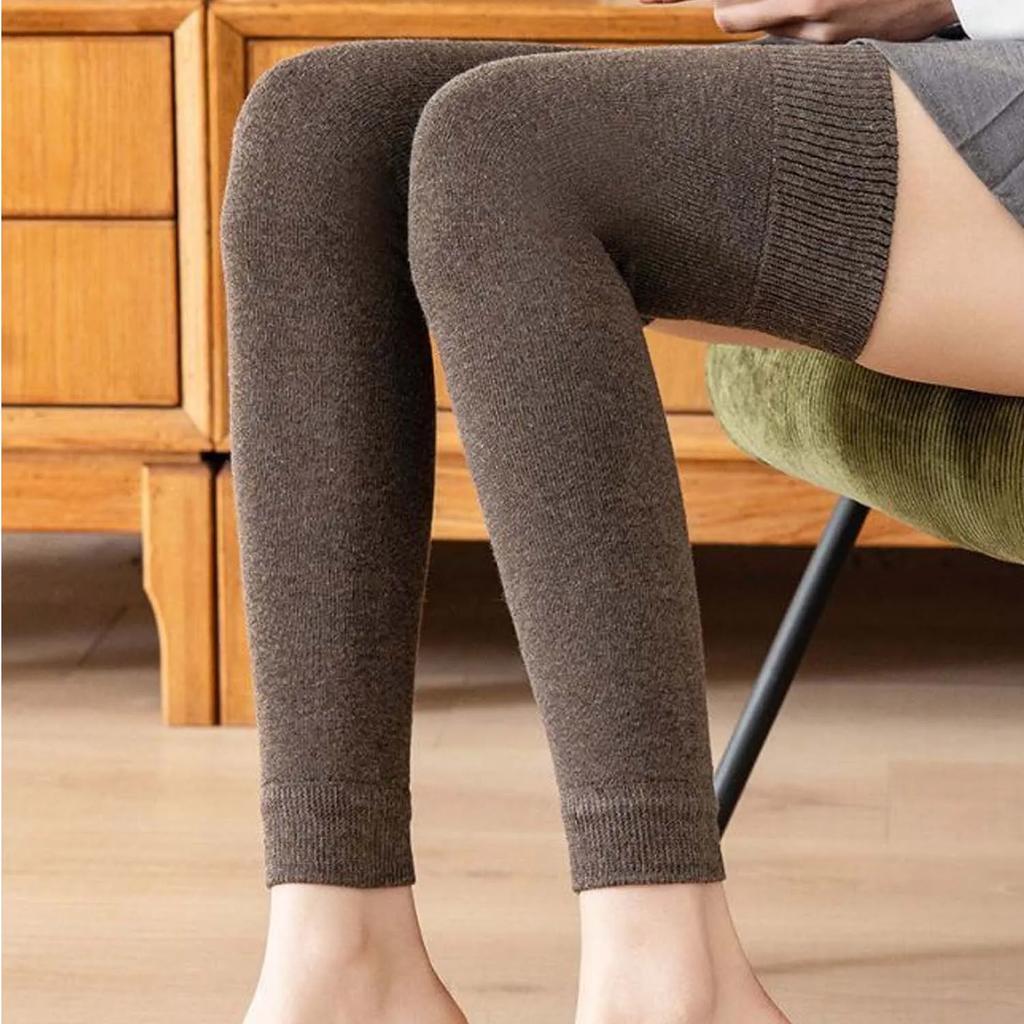Winter Warm Knitted Thicken Tall Socks Women'S Kneepad Lining Elastic Leg Cover Over-Knee Protecter Socks Solid Color Stockings