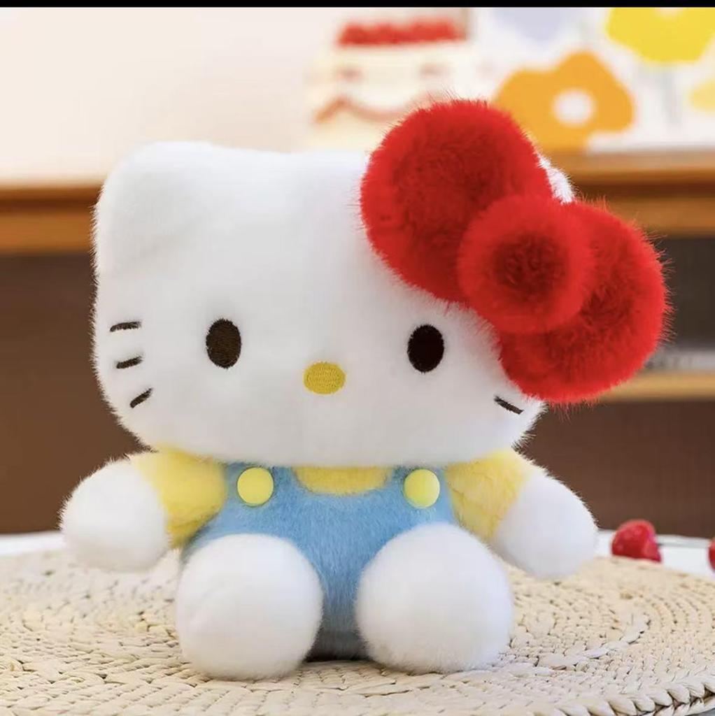 2026 Cartoon Cute KT Cat Doll: Eight-Inch Plush Toy for Children's Birthdays and Claw Machines.