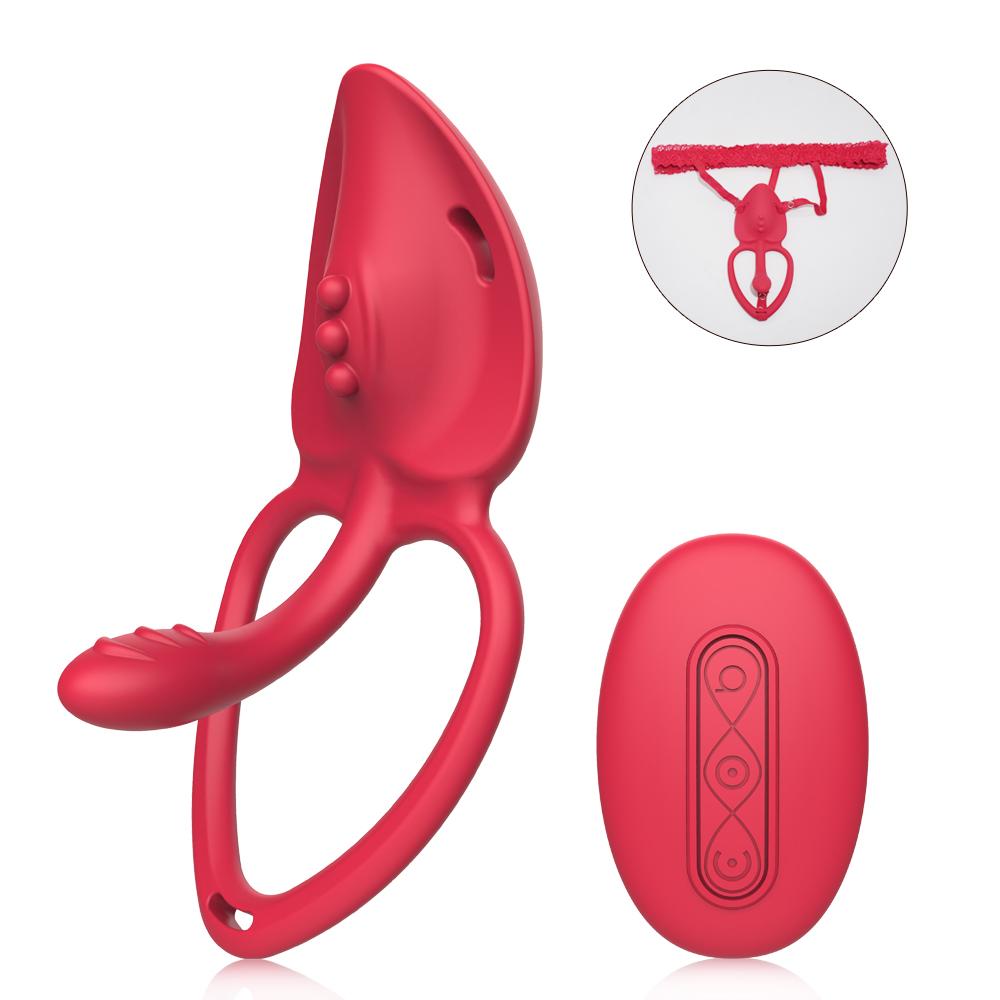 Wearable Panty Vibrator Adult Sex Toy Wireless Control Vibrating Penis Ring with Lace Strap Clitoral Stimulator for Women Couple