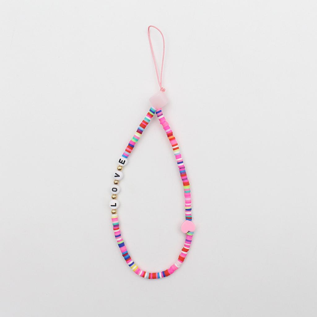 Color mobile phone chain beads selling devil's eye soft pottery mixed color mobile phone chain lanyard manufacturers.