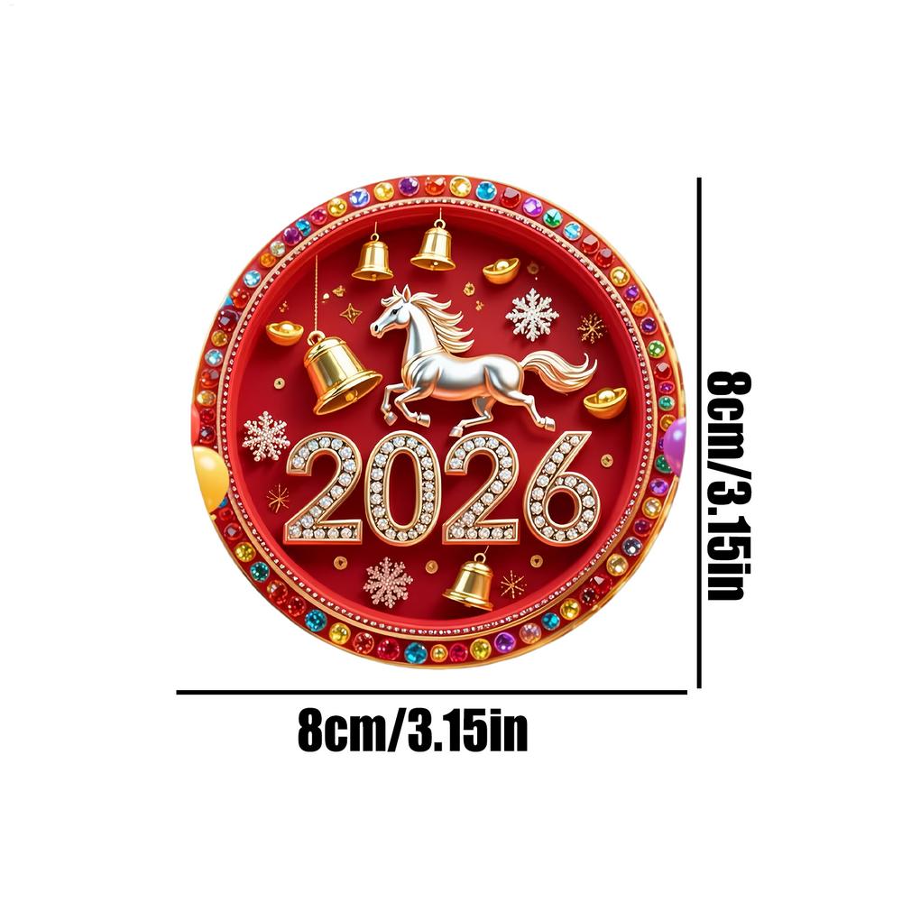 2026 New Year Decorations Magnetic 2D Flat Acrylic Horse Sticker Chinese Animal Refrigerator Magnet For Door Locker Cabinet 8cm