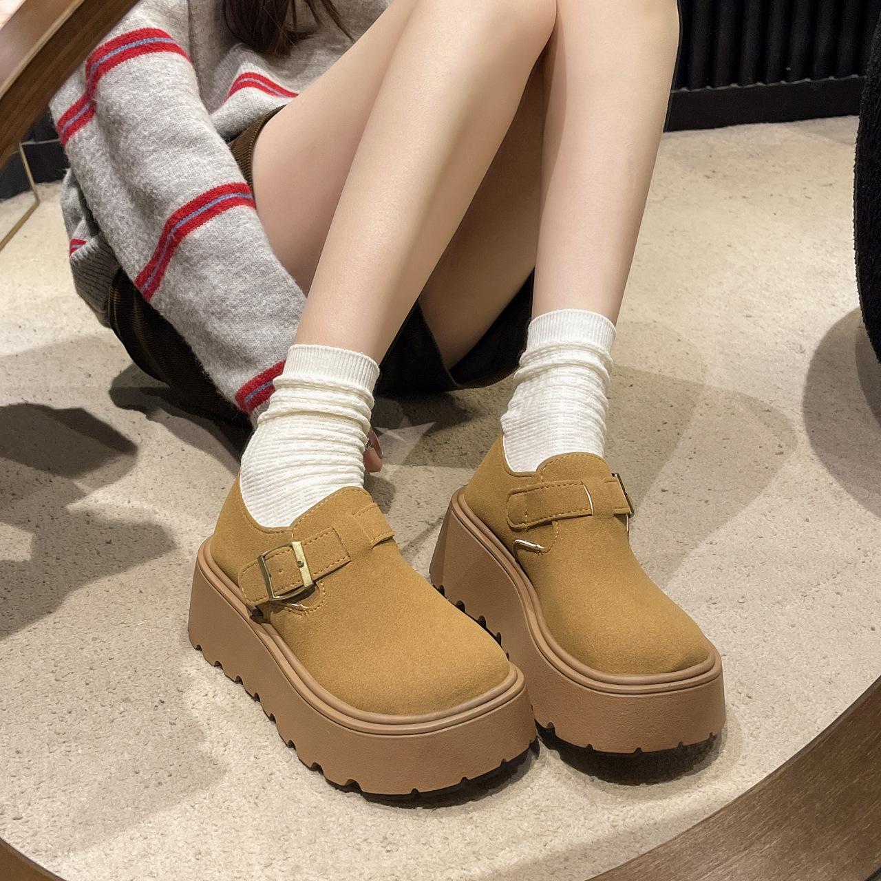 

2025 spring new French retro casual lazy height-increasing shoes children wear fashionable thick-soled non-slip loafers 40